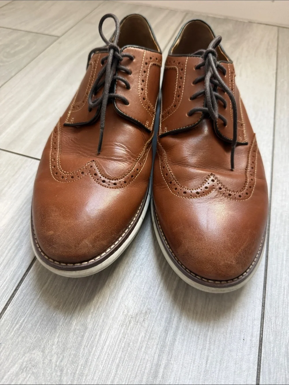 Johnston & Murphy Holden Wingtip, Size 12, Tan Full Grain
